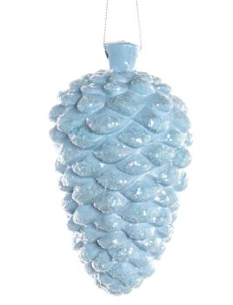 5.5" Glittered Pine Cone Ornament Blue~pre-order