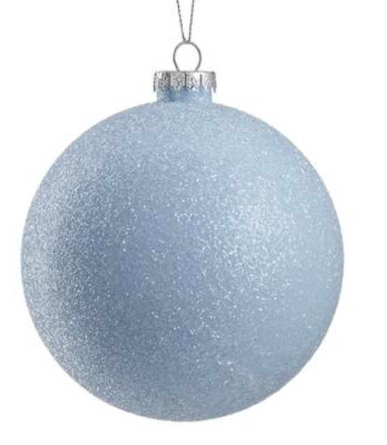 4.75" Glittered Ball Ornament  Blue~pre-order