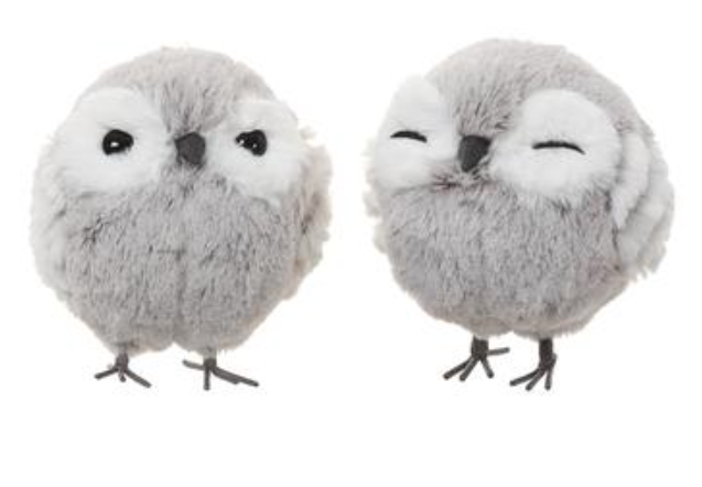 5.5" Owl (2 ea/set)  White Gray~pre-order