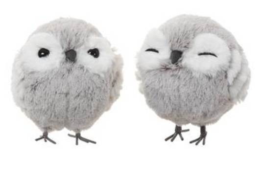 5.5" Owl (2 ea/set)  White Gray~pre-order