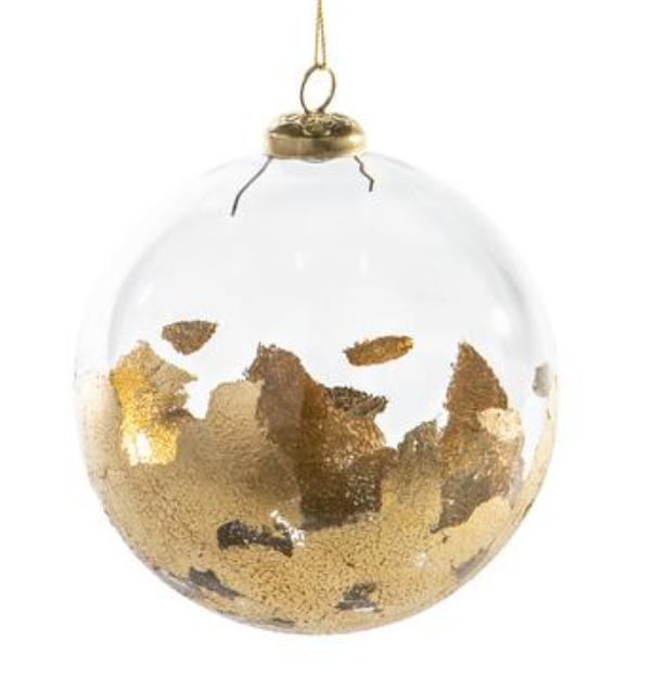 4.75" Glass Ball Ornament  Clear Gold~pre-order