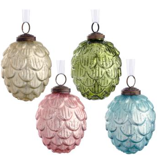 4" Glass Egg Ornament (4ea/set) Mix~pre-order