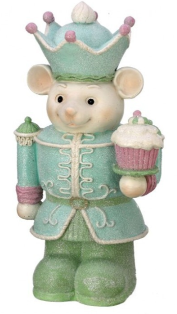 12.2" Resin Mouse Nutcracker w/Cupcake-pre-order