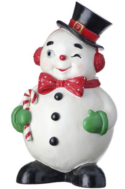 12" Resin Standing Winking Jolly Snowman-Pre-Order