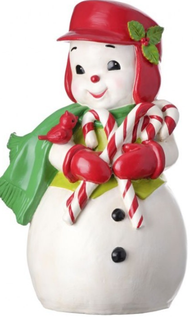 13.5" Resin Snowman Holding Candycanes-Pre-Order