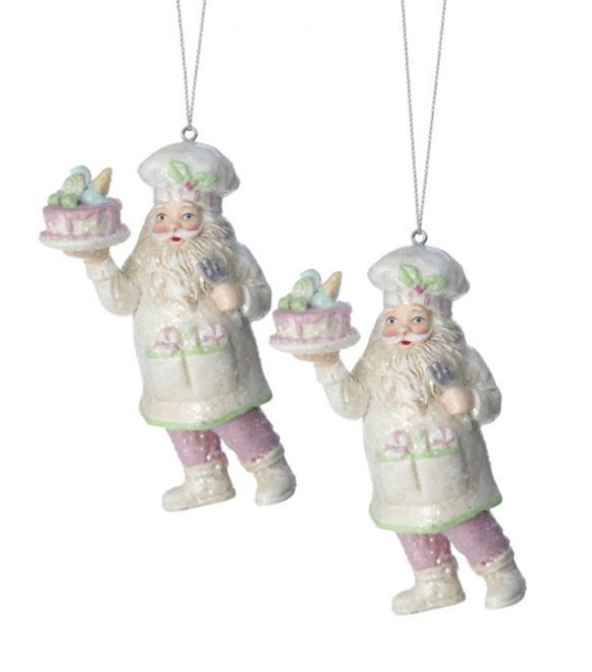 4.5" resin Candy Santa w/Cake Ornament-Pre-order