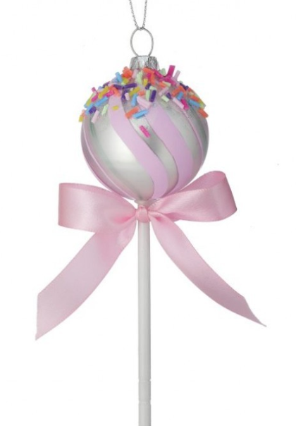 6" Glass Ball Lollipop Ornament w/Bow-Pre-Order