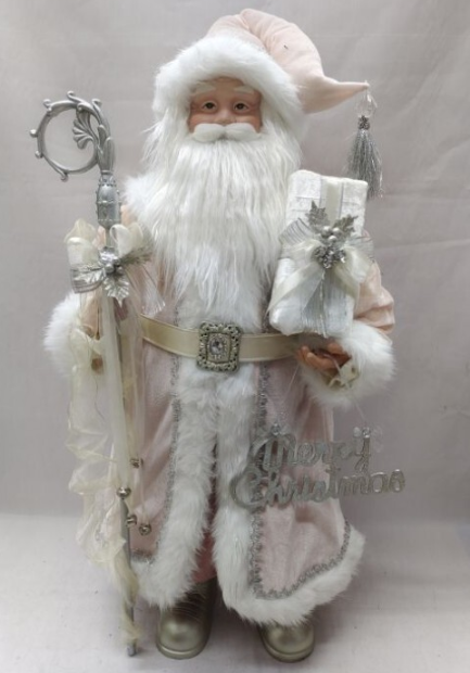 34" Fabric Santa w/Staff - Pre-order