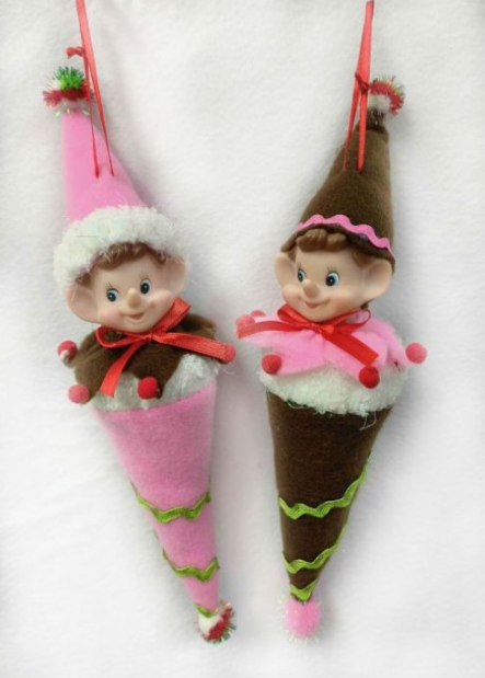 11" Elf Ice Cream Cone Ornament 2/Ast - Pre-order