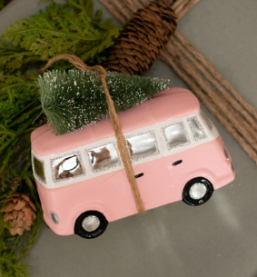 Pink Van w/Christmas Tree Ornament - Pre-order