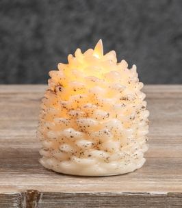 4.25" Moving Flame White pinecone Candle - pre-order