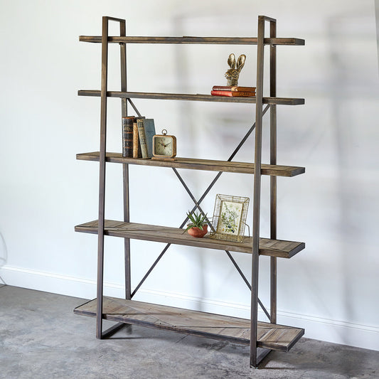 Industrial Wood X Shelves