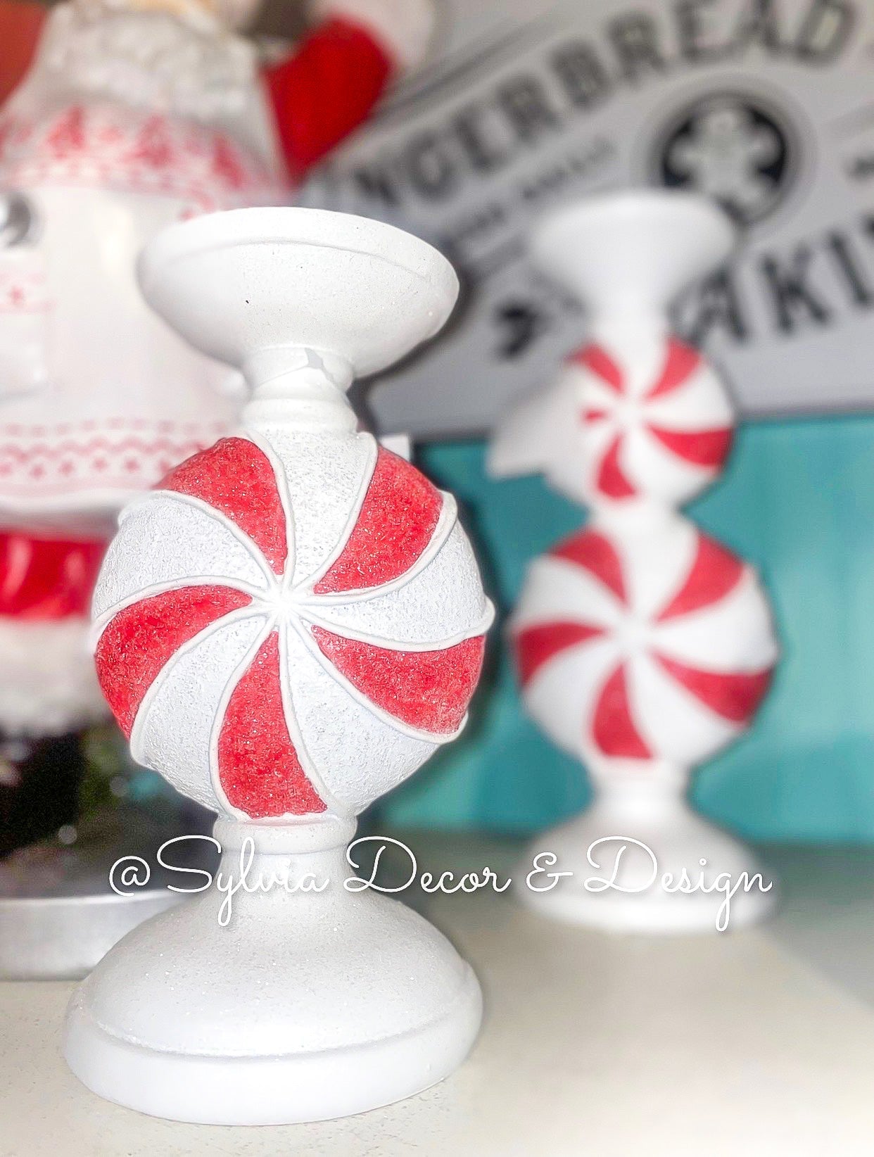 PEPPERMINT CANDY CANDLE HOLDER-in stock