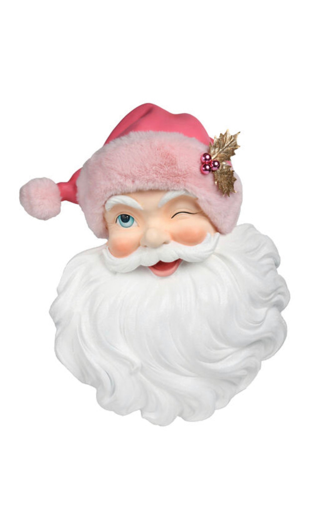 Pink Fur Santa Head-PreOrder