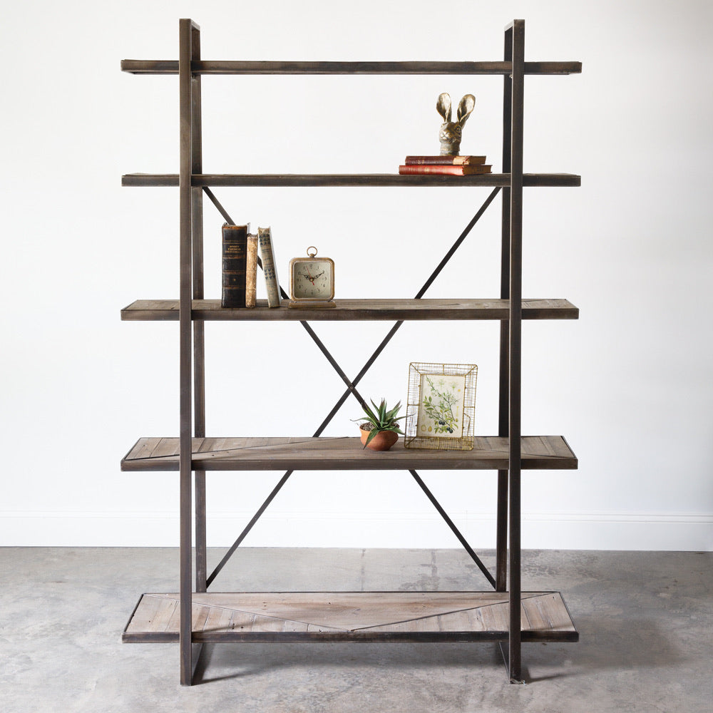 Industrial Wood X Shelves